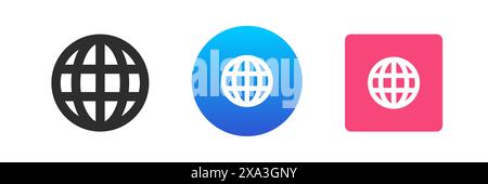 Internetverbindung Browser Cyberspace globale Navigationstechnologie Symbol Set Vektor flache Illustration. Digitales Online-Browsen virtueller Website-Suchanfragen Stock Vektor