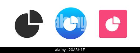 Diagramm Tortendiagramm Stückstatistik Finanzanalyse Wirtschaft Präsentation Symbol Set Vektor flache Illustration. Grafik der Darstellung des Aktiengewinns Stock Vektor