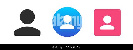 Benutzermitglied Kontakt Avatar Profil des sozialen Netzwerks persönliche Informationen Symbol Set Vektor flache Illustration. Account Social Network Info menschlicher Cyberspace Stock Vektor