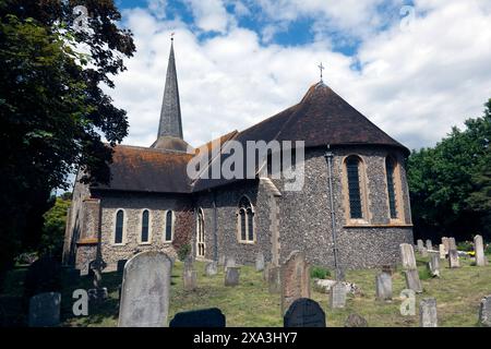 Rückansicht der St. Martins Church, Eynsford Hight Street, Kent, Stockfoto