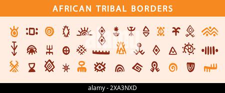 Abstrakte afrikanische Stammessymbole geometrische Formen Stock Vektor