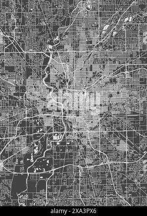 Stadtplan Indianapolis, einfarbiger detaillierter Plan, Vektorillustration Stock Vektor
