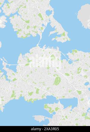 Stadtplan Auckland, detaillierter Farbplan, Vektor-Illustration Stock Vektor