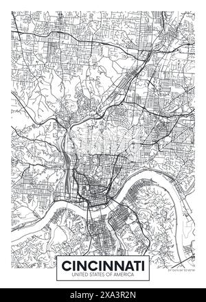 Stadtplan Cincinnati, Stadtplanung Reise Vektor Poster Design Stock Vektor