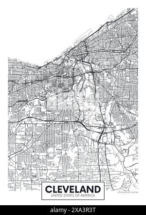 Stadtplan Cleveland, Stadtplanung Reise Vektor-Poster Design Stock Vektor