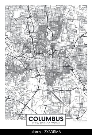 Stadtplan Columbus, Stadtplanung Reise Vektor-Poster Design Stock Vektor