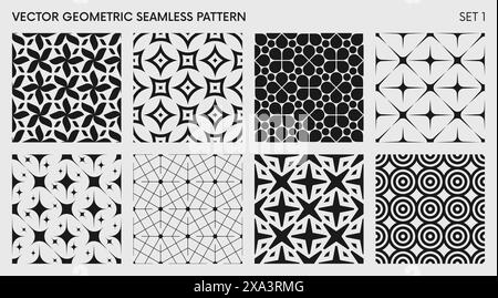 Nahtloser Vektor elegantes abstraktes geometrisches Muster für verschiedene Designs, Schwarz-weiß-rhythmische wiederkehrende Textur, kreativer moderner Hintergrund mit Elee Stock Vektor