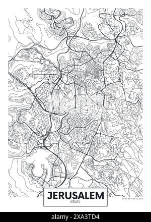 Stadtplan Jerusalem, Stadtplanung Reise Vektor Poster Design Stock Vektor