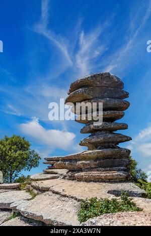 Kalksteinformationen in El Torcal de Antequera bei Antequera in der Provinz Málaga in Andalusien, Spanien. Es gilt als eines der meisten i Stockfoto