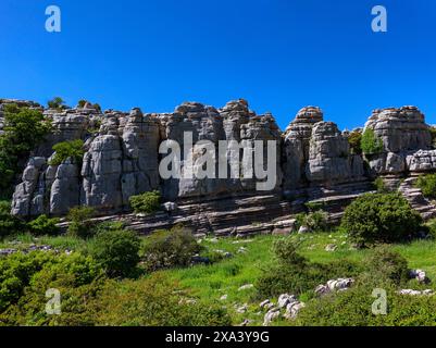 Kalksteinformationen in El Torcal de Antequera bei Antequera in der Provinz Málaga in Andalusien, Spanien. Es gilt als eines der meisten i Stockfoto