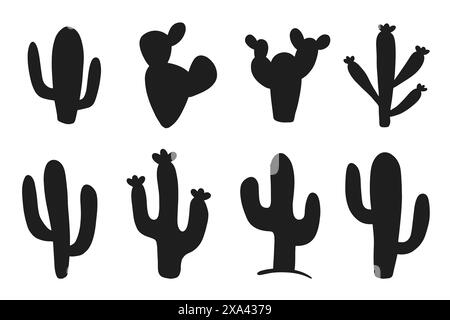 Handgezeichnetes Kakteen-Doodles-Set. Niedliche Kaktusskizze Stock Vektor