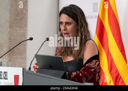 Barcelona, Spanien. Juni 2024. Pressekonferenz der Generalitat, die erste nach Genehmigung der Amnestie, auf der der Sprecher ankündigte, dass die Generalitat die Angeklagten unterstützen wird, denen Amnestie gewährt werden kann Rueda de prensa de la Generalitat, la primera después de la aprobación de la Amnist&#xed;a, Donde la portavoz anunció que la Generalitat dará apoyo a los encausados que puedan ser amnistiados IN THE PIC:patricia plaja News Politics -Barcelona, Spanien dienstag, 4. Juni 2024 (Foto: Eric Renom/LaPresse) Credit: LaPresse/Alamy Live News Stockfoto