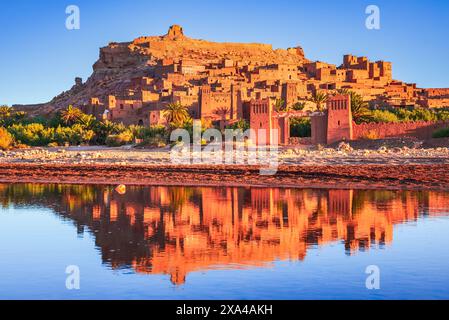 Ait-Benhaddou, Marokko. Die Provinz Ouarzazate ist ein markantes Beispiel für Kasbah im südlichen Marokko im Atlasgebirge. Stockfoto