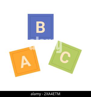 Holzblockwürfel mit B C Buchstaben zum Spielen und Studieren von Alphabet Vektor Illustration Stock Vektor
