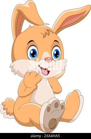 Glücklich Hase Karikatur isoliert auf weißem Hintergrund Stock Vektor