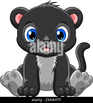 Niedlicher Baby Panther Cartoon isoliert auf weißem Hintergrund Stock Vektor