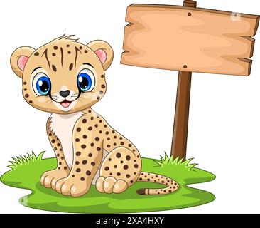 Niedlicher Baby Gepard Cartoon isoliert auf weißem Hintergrund Stock Vektor