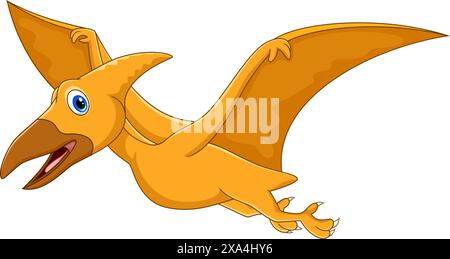 Netter Pterodactyl Dinosaurier Vektor Illustration Cartoon auf weißem Hintergrund Stock Vektor