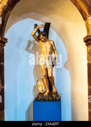 Inneres der Catedral da SE, SE Cathedral in Silves, Portugal. Erbaut im 13. Jahrhundert an der Stelle der maurischen großen Moschee Stockfoto