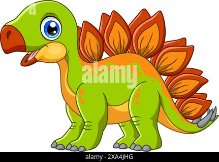 Niedliche Stegosaurus-Karikaturvektor-Illustration auf weißem Hintergrund Stock Vektor