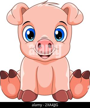 Vector Abbildung: Nettes Schwein Cartoon auf weißem Hintergrund Stock Vektor