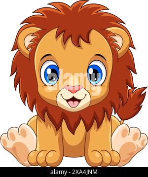 Cute cartoon baby lion isolated on white background Stock Vektor