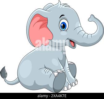 Vektor-Illustration des niedlichen Elefanten-Zeichentrickfilms isoliert auf weißem Hintergrund Stock Vektor