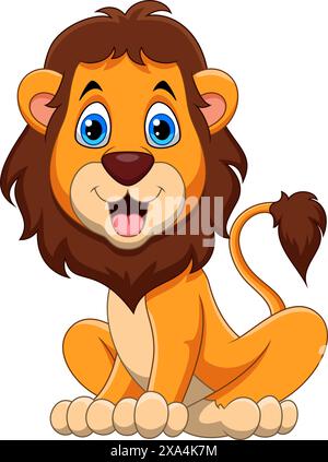 Cute cartoon lion isolated on white background Stock Vektor