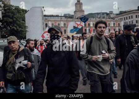 Adrien Vautier / Le Pictorium - Kundgebung gegen den ausländischen Einfluss - 24/05/2024 - Georgien (Europa) / Tiflis - bürgermarsch gegen das Gesetz über ausländischen Einfluss. Tiflis, 24. Mai 2024. Stockfoto