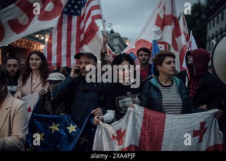 Adrien Vautier / Le Pictorium - Rallye Against the Foreign Influence Act - 24/05/2024 - Georgien (Europa) / Tiflis - Zentrum, Salome Qourdiani, proeuropäischer Demonstrant. Tiflis, 24. Mai 2024. Stockfoto