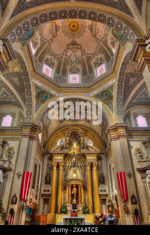 Innenraum, Kirche San Pedro, 1640, Cholula, Puebla State, Mexiko, Nordamerika Copyright: RichardxMaschmeyer 801-3731 REKORDDATUM NICHT ANGEGEBEN Stockfoto