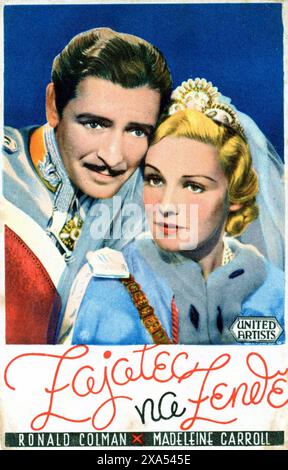 RONALD COLMAN und MADELEINE CARROLL in DER GEFANGENSCHAFT VON ZENDA / ZAJATEC NA ZENDE 1937 Regisseur JHOHN CROMWELL Roman Anthony Hope Drehbuch John L. Balderston Musik Alfred Newman Kostüme Ernest Dryden Produzent David O. Selznick Selznick International Pictures / United Artists Stockfoto