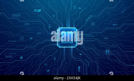Leiterplatte und Prozessor mit abstrakter Technologie. AI-Chip Stock Vektor
