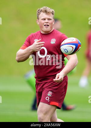 Englands Fin Baxter während eines Trainings im Pennyhill Park, Bagshot. Bilddatum: Dienstag, 4. Juni 2024. Stockfoto