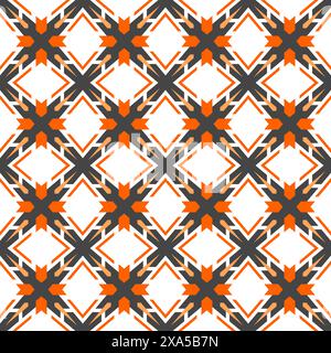 Ein abstraktes geometrisches Design in orangefarbenen, grauen und weißen Quadraten Stockfoto