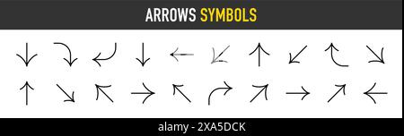 Pfeilsymbole festgelegt. Pfeil, Cursor, Sammlung verschiedene Pfeile Zeichen. Symbole für schwarze Vektorpfeile. Moderne Pfeile Vektor-Illustration. Bearbeitbare Kontur Stock Vektor