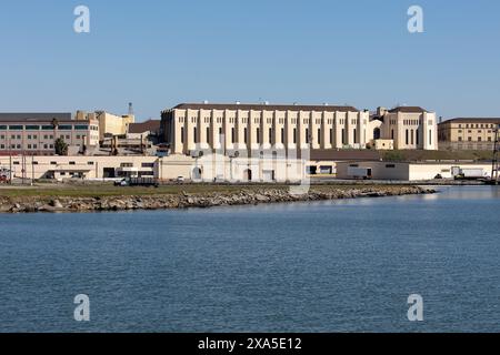 San Quentin wurde im Juli 1852 eröffnet und befindet sich nördlich von San Francisco und ist das älteste Gefängnis Kaliforniens. Stockfoto