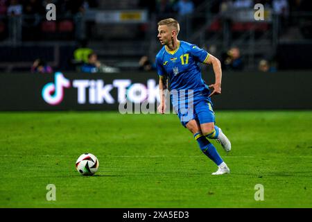 Oleksandr Zinchenko (Ukraine, #17) am Ball, Deutschland gegen Ukraine, DFB Fussball Nationalmannschaft Herren, Laenderspiel, Saison 2023/2024, 03.06.2024. DFB-Vorschriften verbieten jede Verwendung von Fotografien als Bildsequenzen und/oder Quasi-Video Foto: Eibner-Pressefoto/Florian Wiegand Stockfoto