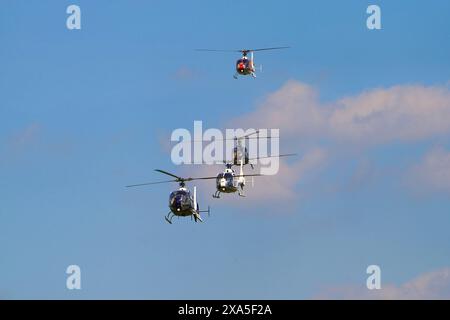 Das Gazelle Squadron Display Team zeigt sich auf der Military Air Show Shuttleworth Collection Old Warden im Juni 2024 Stockfoto