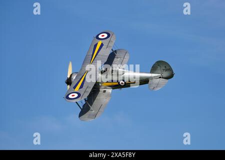 Gloster Gladiator Mk 1 wird auf der Military Air Show Shuttleworth Collection Old Warden im Juni 2024 gezeigt Stockfoto