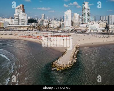 Aus der Vogelperspektive von Tel Aviv aus dem Meer Stockfoto