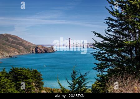 Malerischer Blick über die Bucht von San Francisco und die Golden Gate Bridge Stockfoto