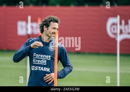 Elsinore, Dänemark. Juni 2024. Thomas Delaney während des Trainings mit der Fußballnationalmannschaft in Helsingoer am Dienstag, 4. Juni 2024. Dänemark spielt in der Gruppe C beim EM 2024-Finale. (Foto: Thomas Traasdahl/Scanpix 2024) Credit: Ritzau/Alamy Live News Stockfoto