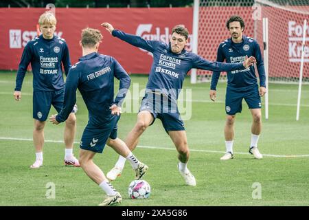 Elsinore, Dänemark. Juni 2024. Andreas Christensen während des Trainings mit der Fußballnationalmannschaft in Helsingoer am Dienstag, 4. Juni 2024. Dänemark spielt in der Gruppe C beim Finale DER EURO 2024. (Foto: Thomas Traasdahl/Scanpix 2024) Credit: Ritzau/Alamy Live News Stockfoto