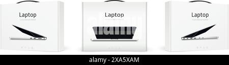 Boxen mit neuen Notebook-Computern. Vektorabbildung. Stock Vektor