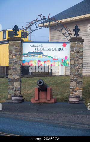 Willkommen in Louisbourg in Nova Scotia, Kanada Stockfoto