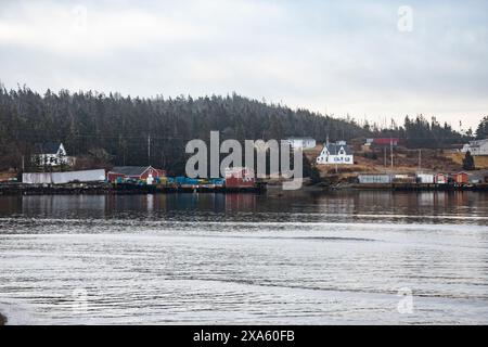 Häuser am Strand in Louisbourg, Nova Scotia, Kanada Stockfoto