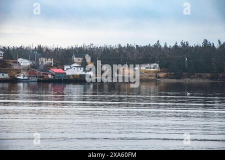 Häuser am Strand in Louisbourg, Nova Scotia, Kanada Stockfoto
