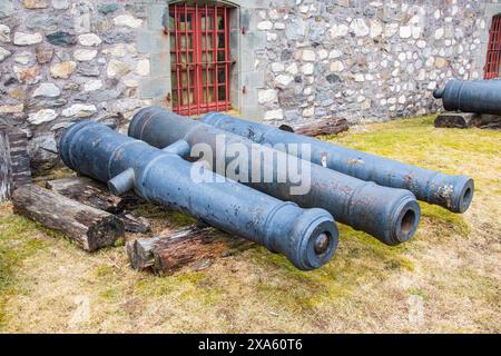 Kanonen in der Festung in Louisbourg, Nova Scotia, Kanada Stockfoto