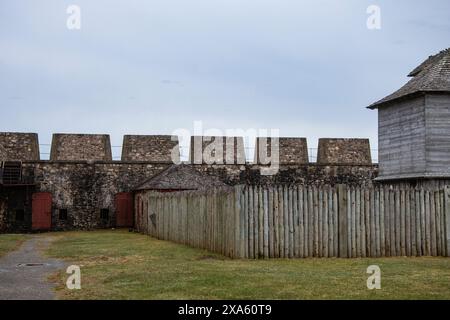 Palisade in der Festung in Louisbourg, Nova Scotia, Kanada Stockfoto